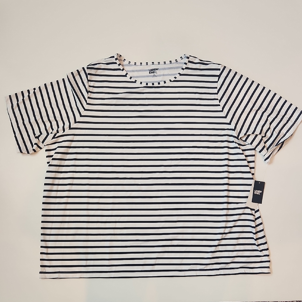 Swim T-Shirt Navy Blue and White Striped Cover Up NWT